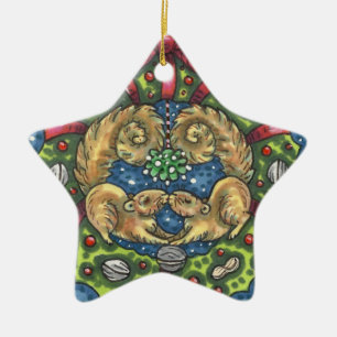 ORNAMENTO DE CERÂMICA BEIJOS BEIJOS DE BEIJAS BEM SOB MISTLETOE, FALHA D