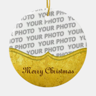 Ornamento De Cerâmica Beira PURA da FOLHA de OURO + seus texto/foto