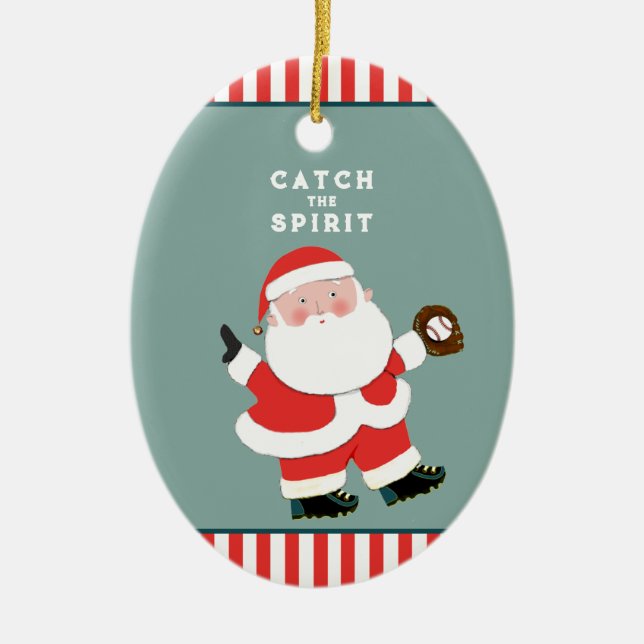 Ornamento De Cerâmica Beisebol de Natal (Frente)