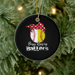 Ornamento De Cerâmica Beisebol Softball de Raising Ballers Ocupado