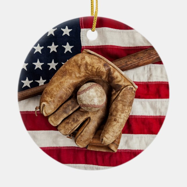 Ornamento De Cerâmica Beisebol Vintage (Frente)