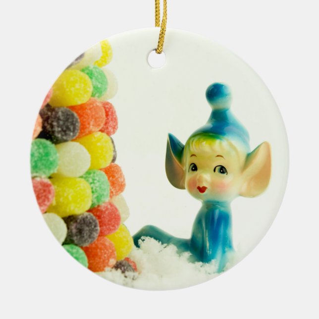 Ornamento De Cerâmica Bela a Pixie Elf (Frente)