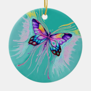 Ornamento De Cerâmica Bela Borboleta