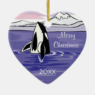 Ornamento De Cerâmica bela cena de orca no ártico