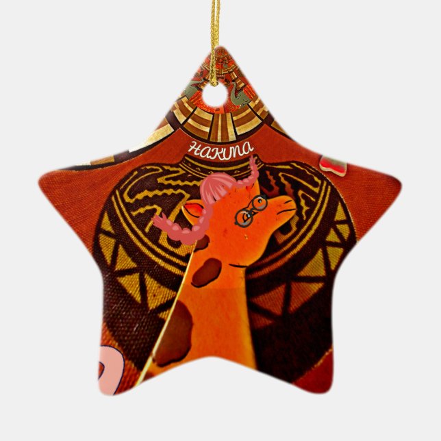 Ornamento De Cerâmica Bela e incrível Girafa ama animais safari (Frente)