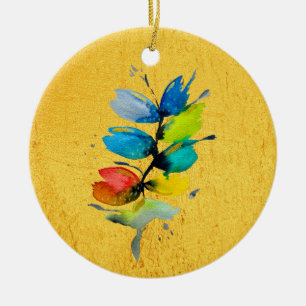 Ornamento De Cerâmica Bela flor de aquarela solta floral colorida