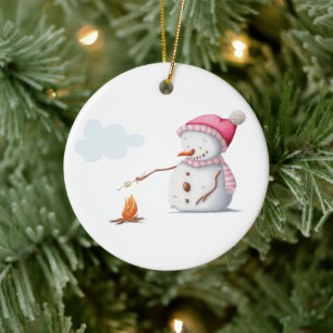 Ornamento De Cerâmica Bela Neve Marshmallow Feliz Feliz Natal