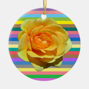 Ornamento De Cerâmica Bela rosa de arco-íris
