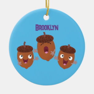 Ornamento De Cerâmica Belas bolotas felizes cantando cartoon para crianç