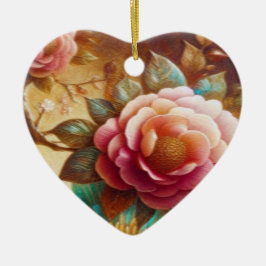Ornamento De Cerâmica Belas Flores Cor-de-Rosa em uma Árvore de Dia dos 