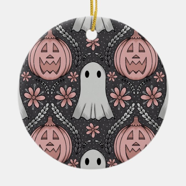 Ornamento De Cerâmica Beleza de Halloween  (Frente)