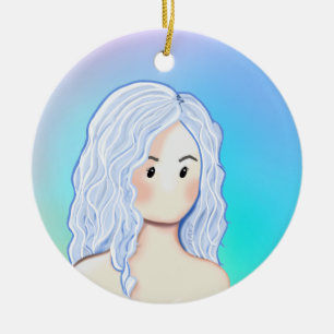 Ornamento De Cerâmica Beleza do Cabelo de Prata