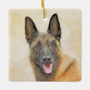 Ornamento De Cerâmica Belgian Malinois Painting - Cute Original Dog Art