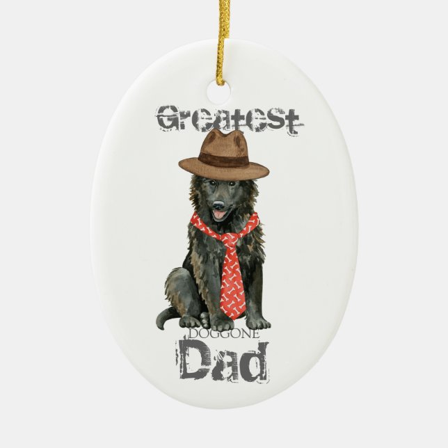 Ornamento De Cerâmica Belgian Sheepdog Dad Ceramic Ornament (Frente)