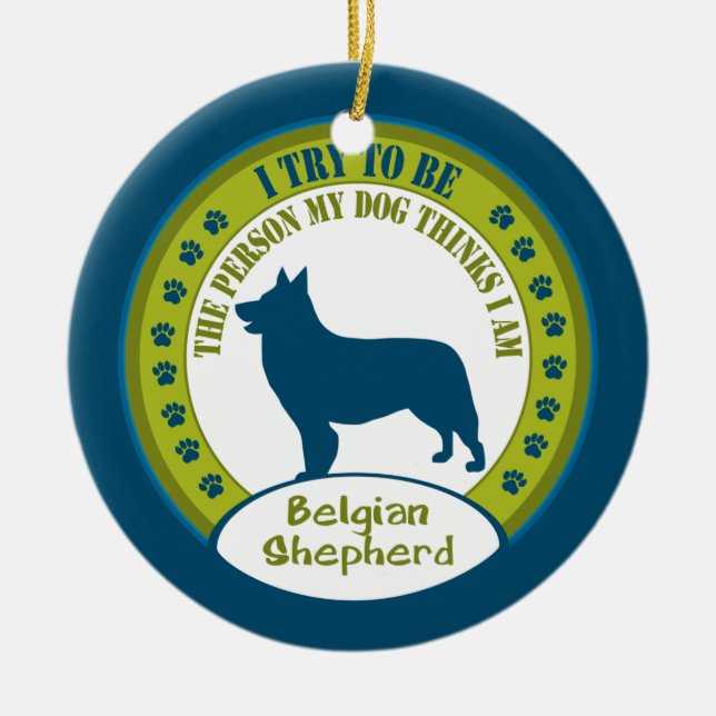 Ornamento De Cerâmica Belgian Shepherd | Christmas Ornament (Frente)