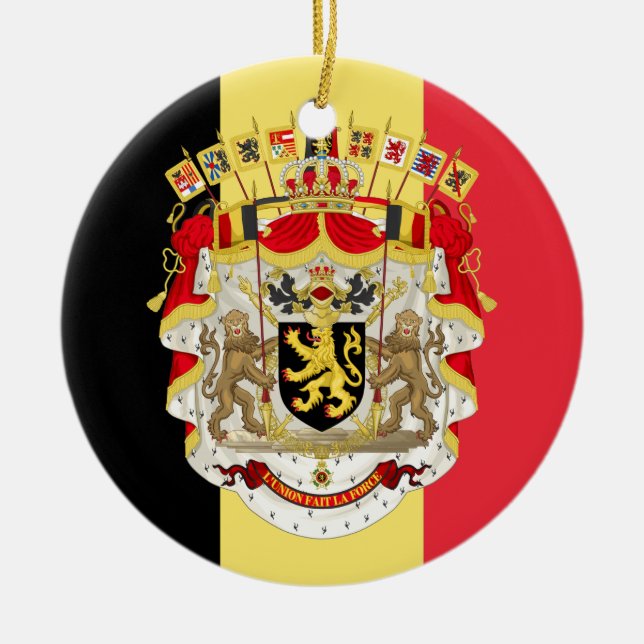 Ornamento De Cerâmica Bélgica Flag & COA (Frente)