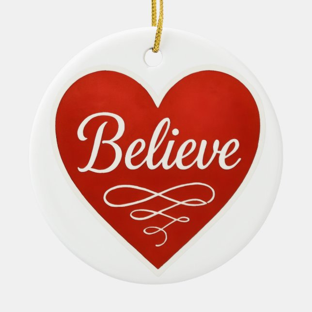 Ornamento De Cerâmica Believe Heart (Frente)