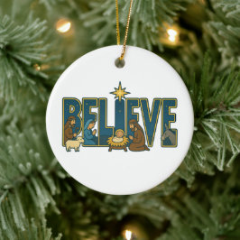 Ornamento De Cerâmica Believe nativity Ornament