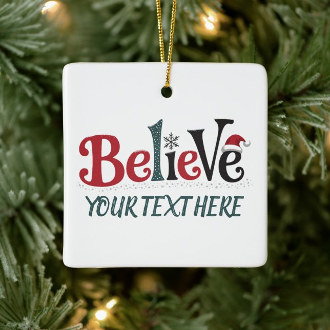 Ornamento De Cerâmica Believe Personalized Christmas Party Family  (Árvore)