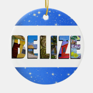 Ornamento De Cerâmica Belize Fotos de Viagem, Natal azul tropical