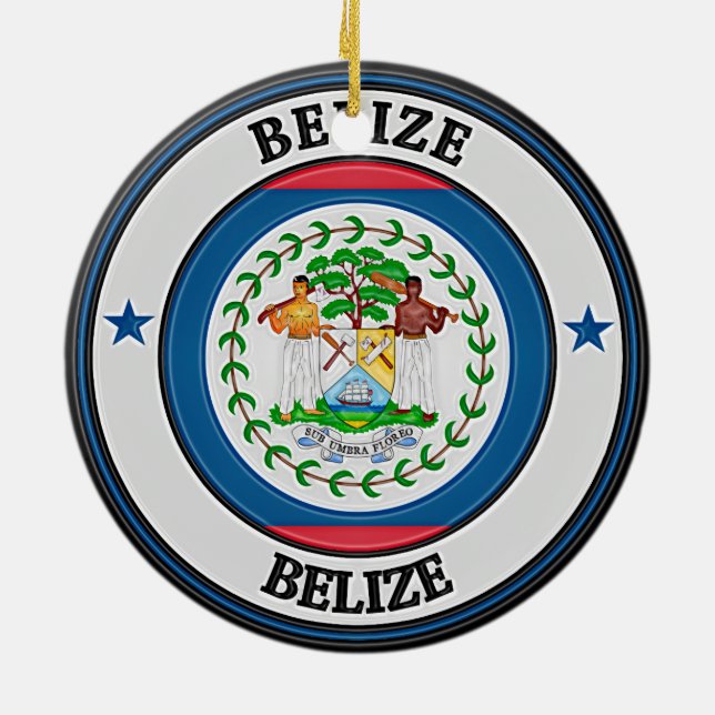Ornamento De Cerâmica Belize Round Emblem (Traseira)