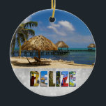 Ornamento De Cerâmica Belize San Pedro Beach Ambergris Caye Christmas<br><div class="desc">Mostre seu amor pelo país de Belize este Natal com este ornamento de viagem tropical com uma bela foto da praia e do oceano na cidade de San Pedro em Ambergris Caye!</div>