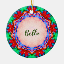 Ornamento De Cerâmica BELLA ~ Placa de Natal Fractal Personalizada