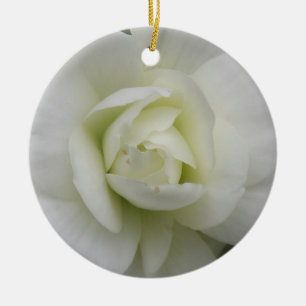 Ornamento De Cerâmica Belo aniversário personalizado do cravo branco