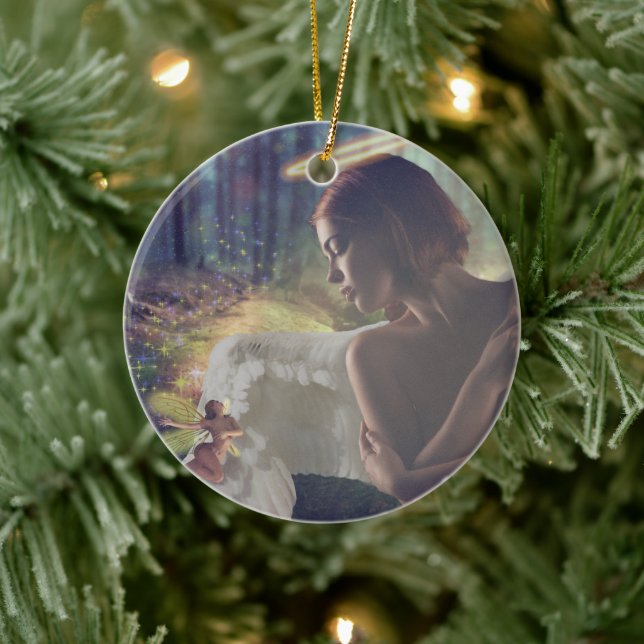 Ornamento De Cerâmica Belo Anjo com a Fada Fantasy Art (Árvore)