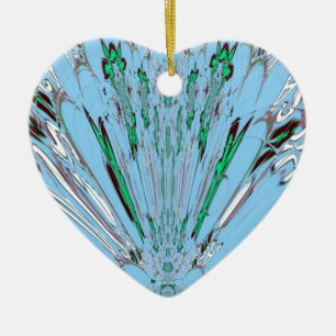 Ornamento De Cerâmica Belo Belo Aqua Azul incrível Motif Floral de