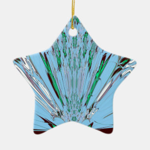 Ornamento De Cerâmica Belo Belo Aqua Azul incrível Motif Floral de