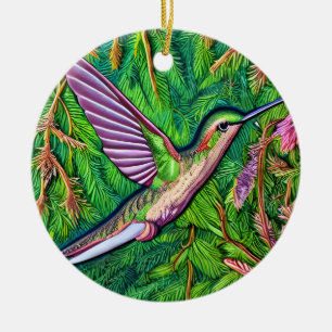 Ornamento De Cerâmica Belo Chique Pequeno Hummingbird.
