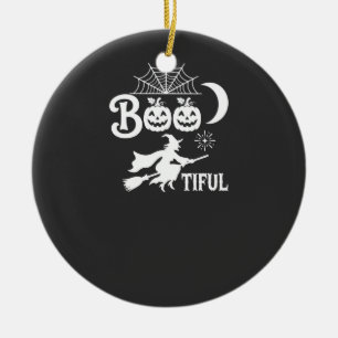 Ornamento De Cerâmica Belo Design de Halloween Feiticeira Lua_1