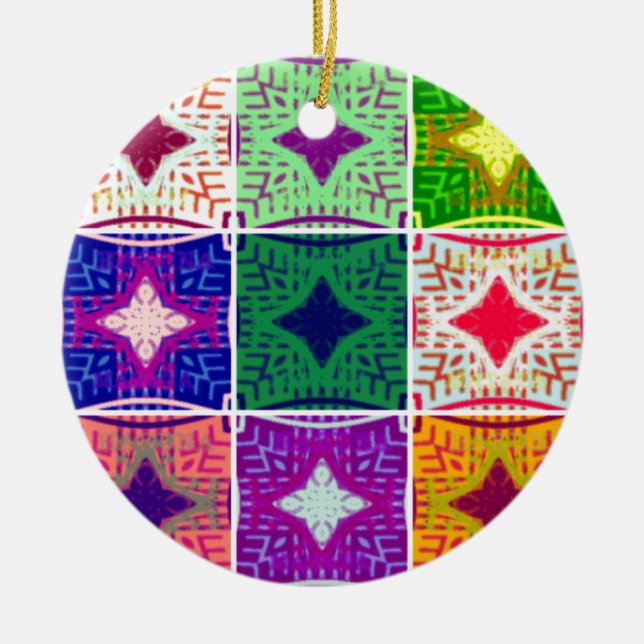Ornamento De Cerâmica Belo Impressão de Arte Africano Verificado (Frente)