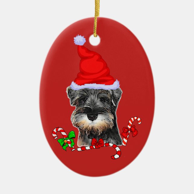Ornamento De Cerâmica Belo Natal da Miniatura Schnauzer (Frente)