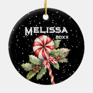 ORNAMENTO DE CERÂMICA BELO NATAL DE MERCADORIAS, HOLIDAY LOLLIPOP