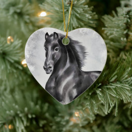 Ornamento De Cerâmica Belo Natal do Coração Negro Personalizado