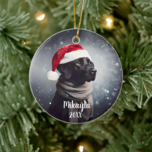 Ornamento De Cerâmica Belo Natal em Papais noeis Pretos