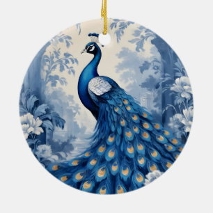 Ornamento De Cerâmica Belo pavão azul