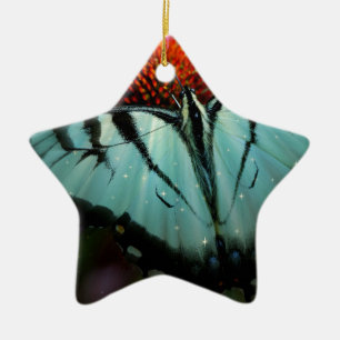 Ornamento De Cerâmica Belo Turquesa Borboleta