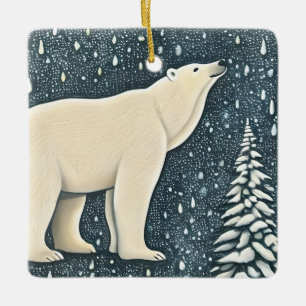 Ornamento De Cerâmica Belo Urso Polar Ártico