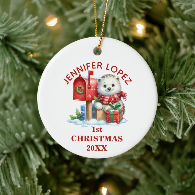 Ornamento De Cerâmica Belo Urso Polar Primeiro Natal Personalizado (Árvore)