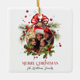 Ornamento De Cerâmica Belos feriados da família Bauble Frame