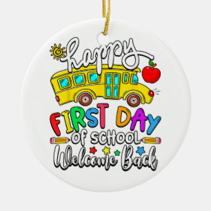 Ornamento De Cerâmica Bem-vindo de Volta à Escola Feliz Primeiro Dia Pro