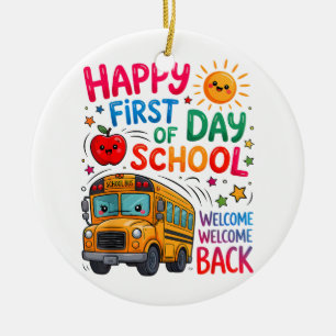Ornamento De Cerâmica Bem-vindo de Volta à Escola Feliz Primeiro Dia Pro