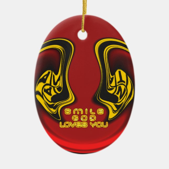 Ornamento De Cerâmica Bênção de Acima: Saudação Espiritual do Amor de De (Frente)