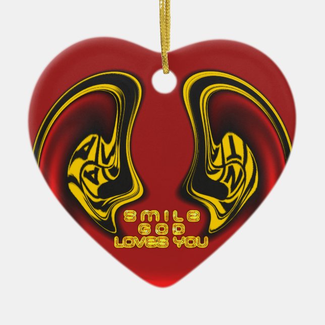 Ornamento De Cerâmica Bênção de Acima: Saudação Espiritual do Amor de De (Frente)