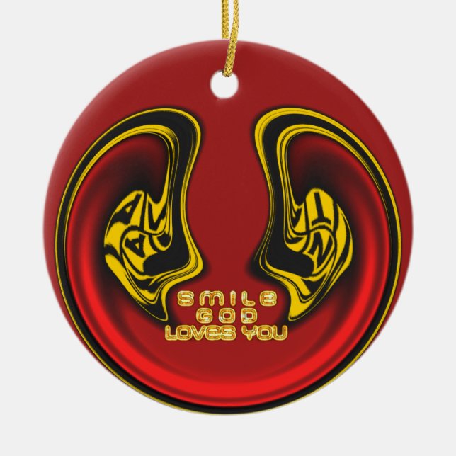 Ornamento De Cerâmica Bênção de Acima: Saudação Espiritual do Amor de De (Frente)