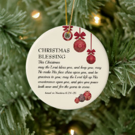 Ornamento De Cerâmica Bênção de Natal | O SENHOR TE ABENÇOA | Festivo