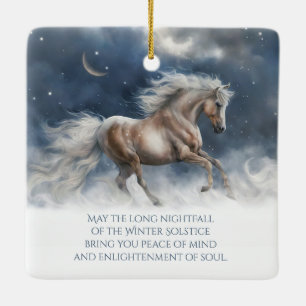 Ornamento De Cerâmica Bênção do Solstício de Inverno Cavalo Lua Crescent